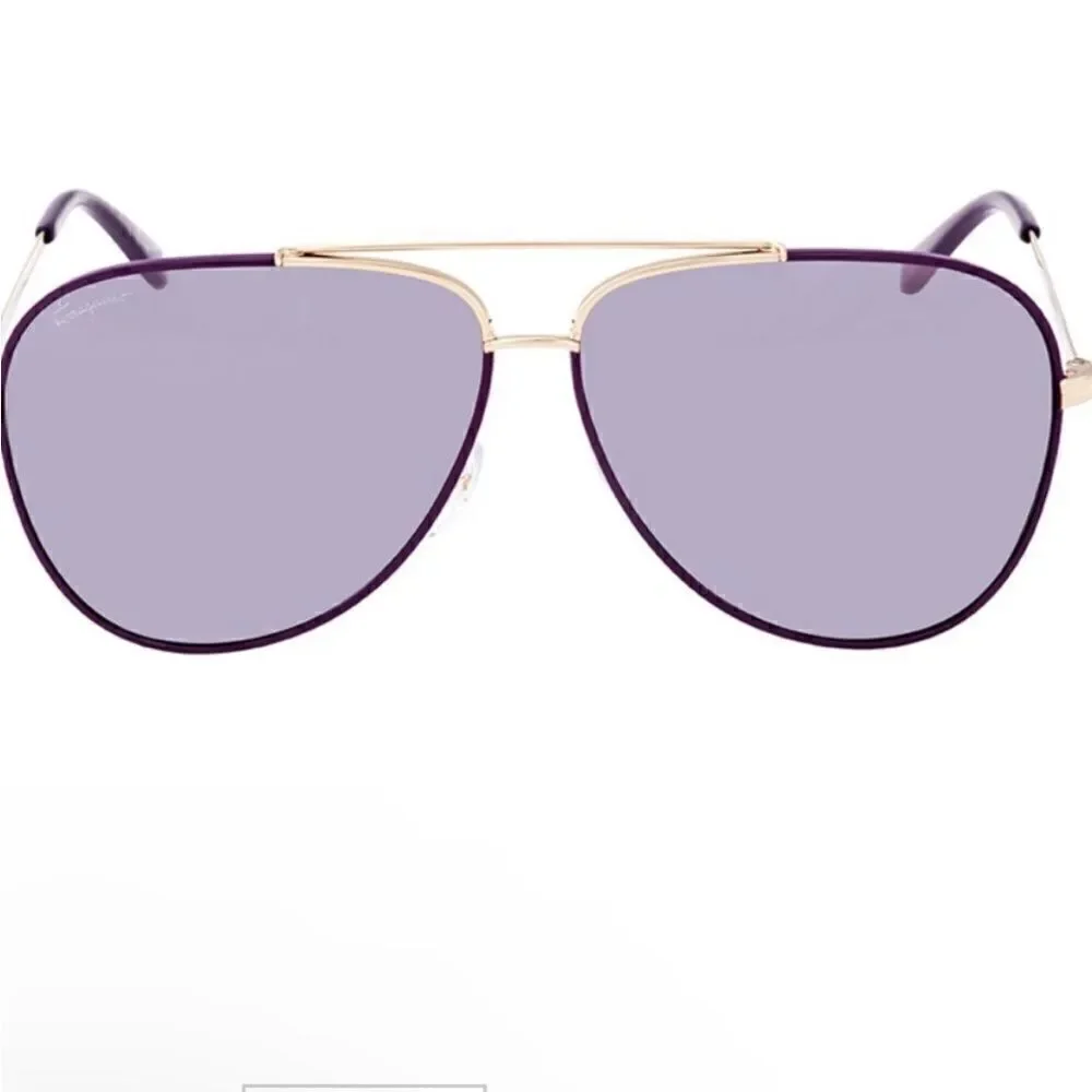 Salvatore Ferragamo Aviator Sunglasses Sf131s 736 Light Gold/purple 60mm…